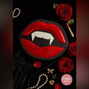 Mad Engine Glampire Lip Fang Crossbody Bag Vampire Lips Statement Bag NWT